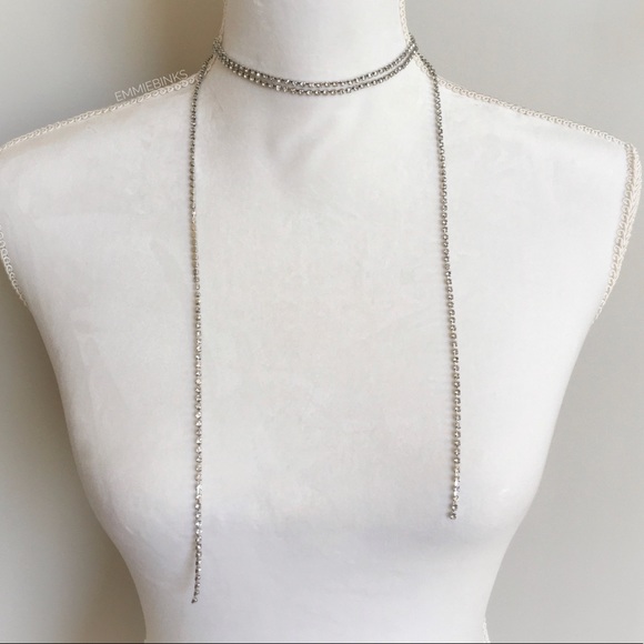 NWT Rhinestone Plunge Necklace ~ Multiple Ways of Wearing ~ Lariat / Choker Hair - Picture 8 of 12